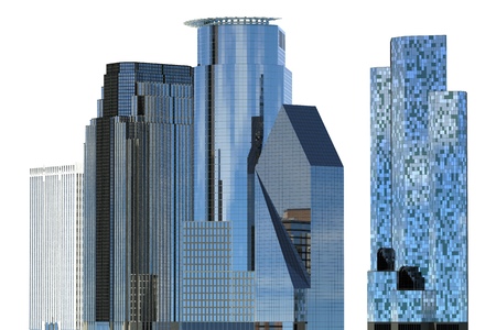 Skyscrapers 3D Illustration isolated on white backgroundの写真素材