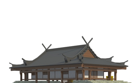 Japanese house isolated on white background 3d illustrationの写真素材