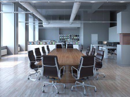 Office Photorealistic Render. 3D illustration. Meeting room.