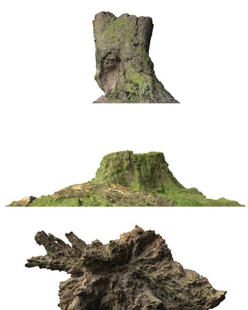 3D illustration stump dead tree isolated on whiteの写真素材