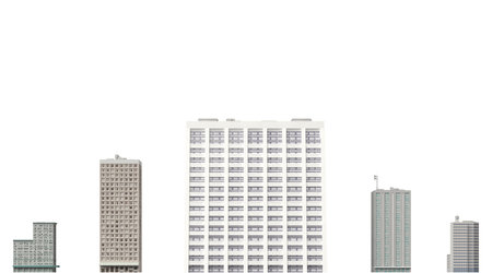 Modern buildings isolated on white background 3d illustrationの写真素材