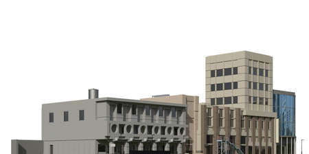 City modern buildings isolated on white background 3d illustrationの写真素材