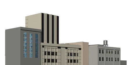 City modern buildings isolated on white background 3d illustrationの写真素材