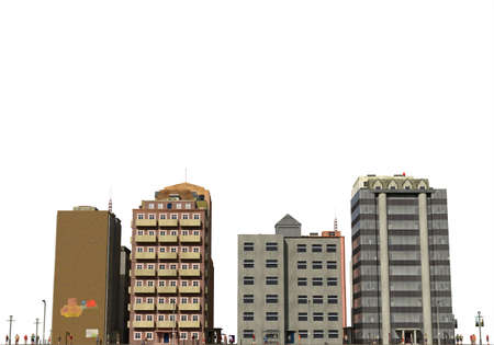 City modern buildings isolated on white background 3d illustrationの写真素材