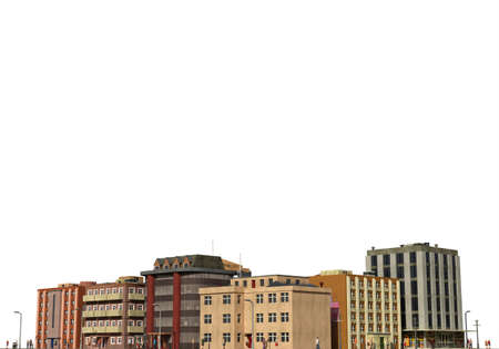 City modern buildings isolated on white background 3d illustrationの写真素材