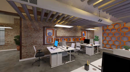 Office modern european interior concept 3d illustrationの写真素材