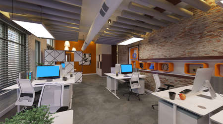 Office modern european interior concept 3d illustrationの写真素材