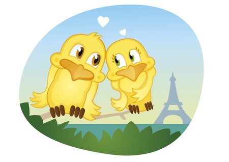 summer romantic love in parisのイラスト素材