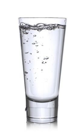 Clean glass of water with some bubblesの写真素材