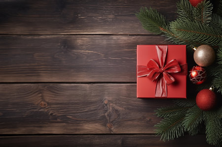 christmas background with christmas gift and decorationsの素材