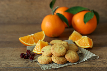 Natural orange cookies with crane berries.の写真素材