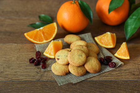 Natural orange cookies with crane berries.の写真素材