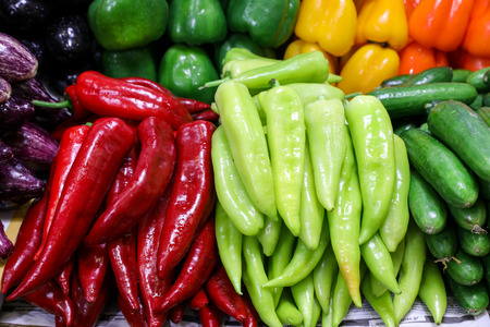 Peppers variety for sale in the greek market.の写真素材