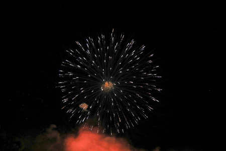 Fireworks of Armata festival in Spetses Greece, Saronic. Horizontal.