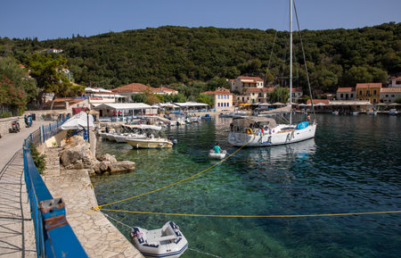ITHACA island, GREECE-August, 2021. KIONI port in the ITHACA island, Ionian Islands, Greece in...