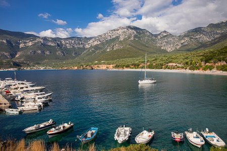 Amazing landscape of Zorakas Bay in Kyparissi Laconia, Peloponnese, Greece in summer.のeditorial素材