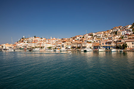 POROS island, GREECE - September 9, 2019: Poros island located in the southern part of the Saronic Gulf, Greece.のeditorial素材