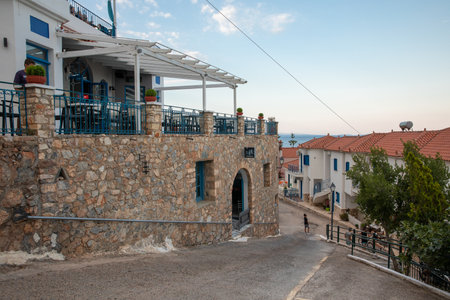 Traditional houses and remarkable architecture of Tyros town, Peloponnese, Myrtoan Sea, GREECE.の写真素材