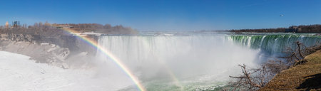 Niagara Falls captivates visitors with its roaring waters and majestic waterfalls in Ontario, Canada.の写真素材