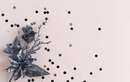 New Year Christmas holiday party celebration copy space color paper background.の写真素材