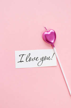 Valentines Day background. hearts on pastel pink background. Valentines day concept. Flat lay, top view, copy spaceの写真素材