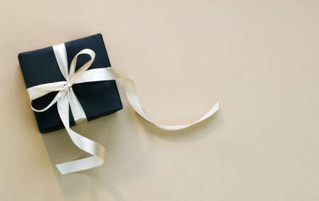 Happy Fathers Day banner template. Top view vintage gift box. copy space.