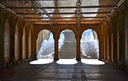 The pedestrian underpass at Bethesda Terrace, Central Park, New York City  USA  のeditorial素材