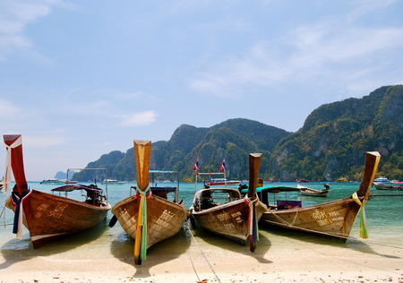 Longtale boats at the beautiful beach, Thailandのeditorial素材
