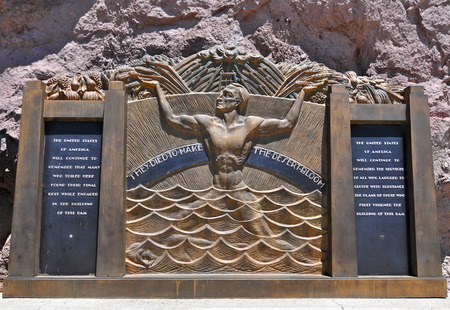 Hoover Dam in the Black Canyon of the Colorado River, between Arizona and Nevada, USA.のeditorial素材