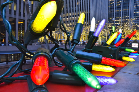 Giant Christmas Ornaments in Midtown Manhattan on December 2014, New York City, USA.のeditorial素材