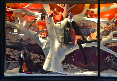 Holiday window display at Bergdorf Goodman in NYC on November 18, 2014.のeditorial素材