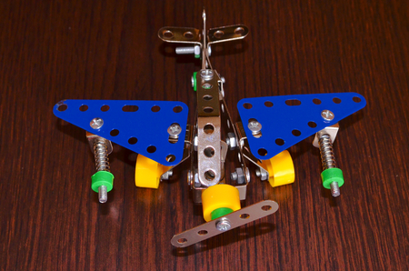 Small model aircraft. Small model aircraft assembled from metal designer in exactly the same as a real airplane.の写真素材