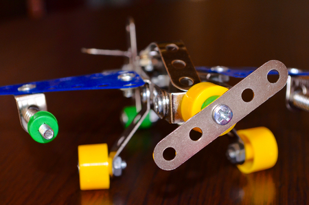 Small model aircraft. Small model aircraft assembled from metal designer in exactly the same as a real airplane.の写真素材