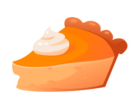 A piece of pumpkin pie. Homemade cakes. vector illustrationのイラスト素材