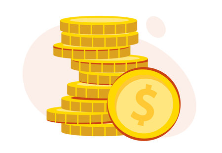 A stack of gold coins. Vector illustration isolated on a white backgroundのイラスト素材