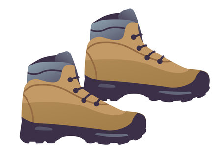 Hiking shoes. Boots vector illustration isolated on a white backgroundのイラスト素材