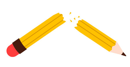 Broken Pencil. School and office supplies. Vector flat illustration.のイラスト素材