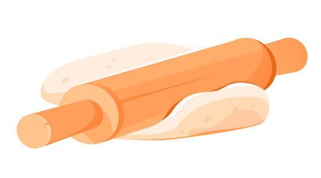 Rolling pin with dough. Homemade cakes. cartoon flat vector illustration.のイラスト素材