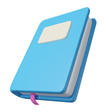 3d book with a bookmark. School and office supplies. Education concept. Back to school. Vector iconのイラスト素材