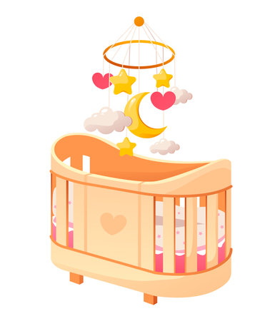 Baby cat for a girl. Furniture for a newborn baby. Vector illustrationのイラスト素材
