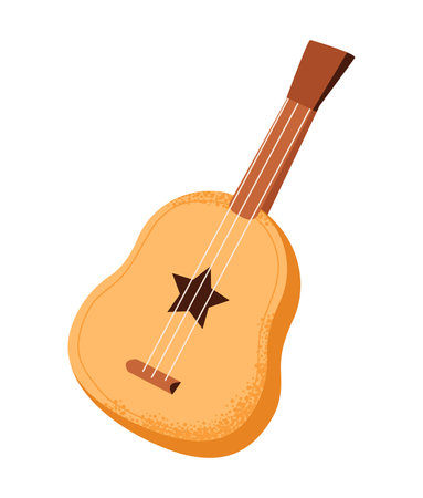 Cute kids toy guitar isolated on white background. Musical instrument. Flat illustration.のイラスト素材