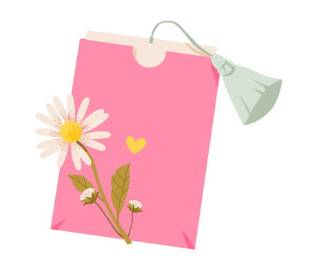 Floral Envelope and Love Message. A cute envelope with floral decoration. Flat Vector Illustrationのイラスト素材
