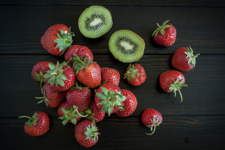 Seasonal strawberry still life.の写真素材