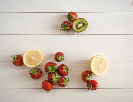 Seasonal strawberry still life.