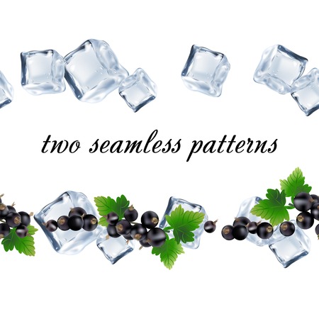 Seamless patterns with currant and ice.のイラスト素材