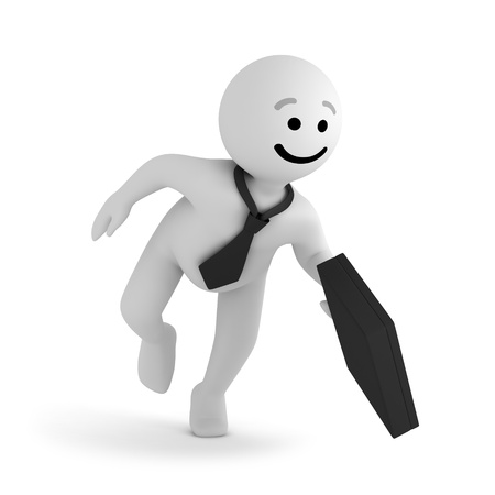 Funny smile character businessman with briefcaseの写真素材