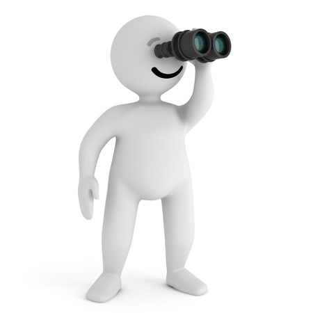 Funny smile character look binoculars の写真素材