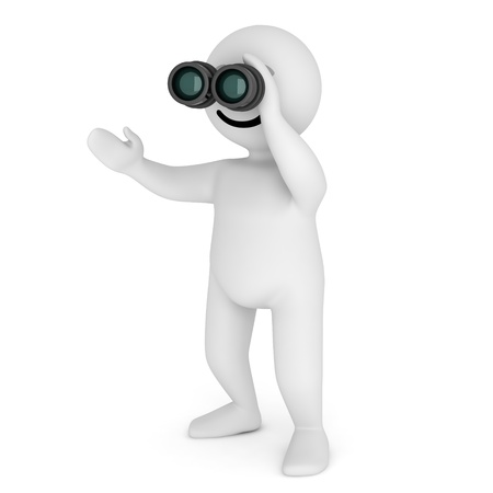 Funny smile character with binoculars の写真素材