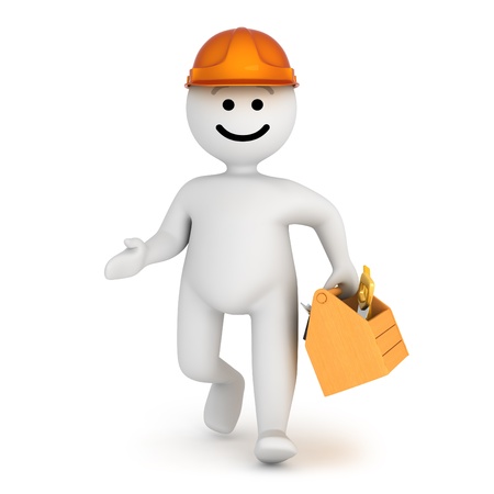 Funny smile character worker with tools の写真素材