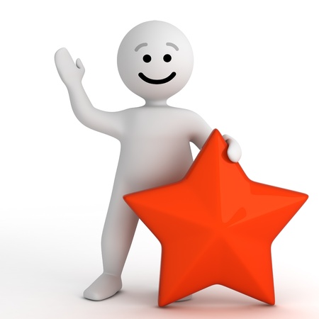 Funny smile character with red star の写真素材